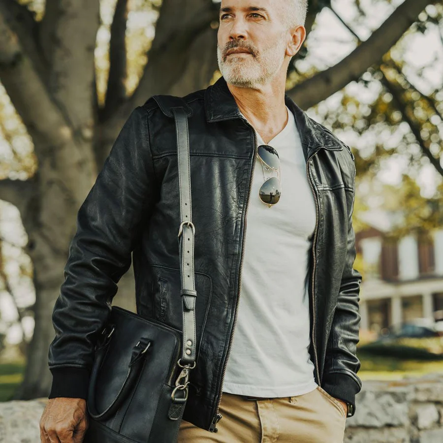 leather bomber jacket men
